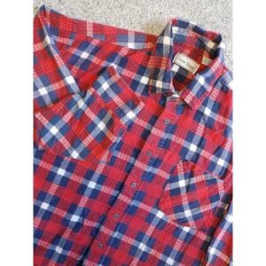 Men's Open Trails Plaid Flannel Shirt XL Long Sleeve Button up Retro 90s Rugged